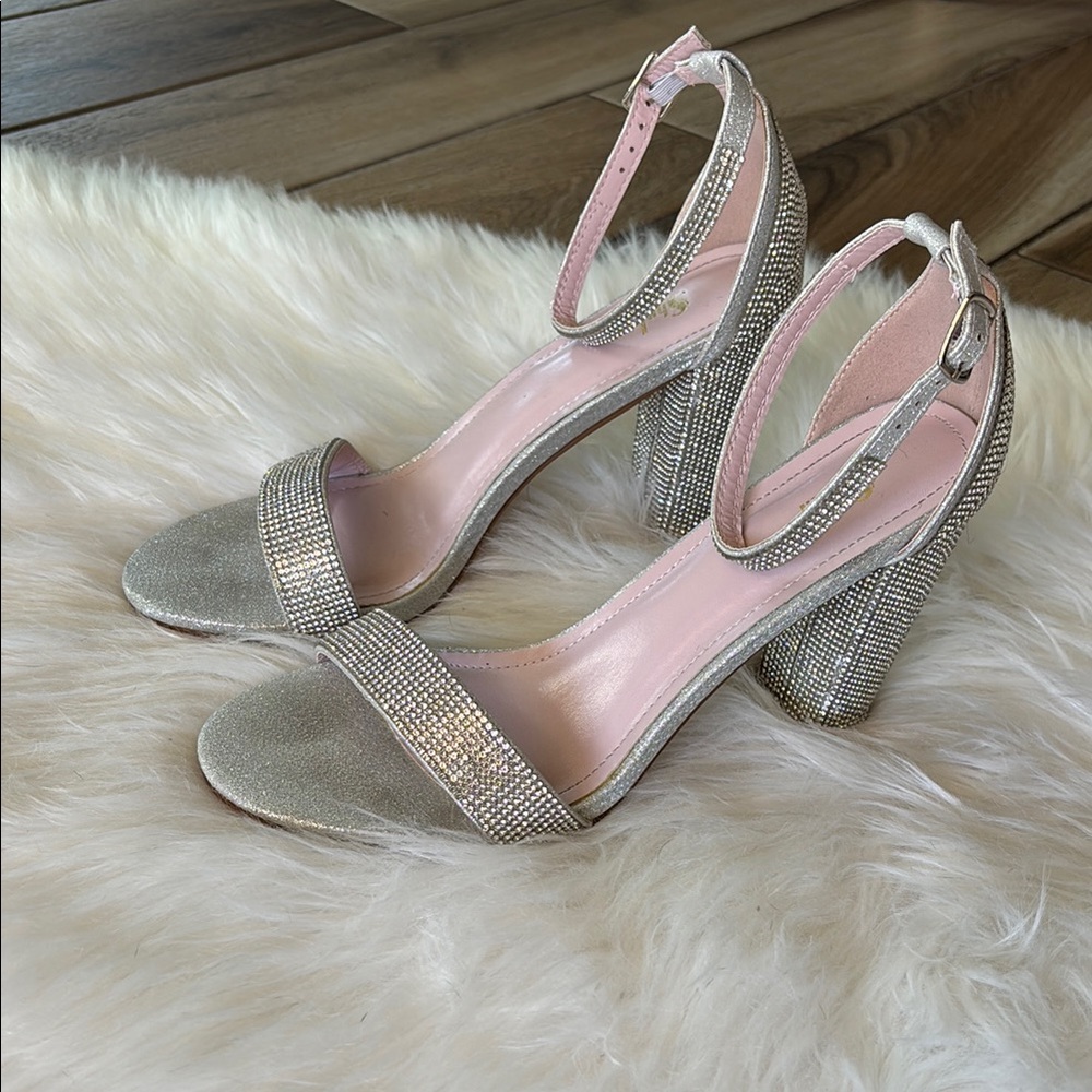 Bling Ankle Strap Heels Size 9